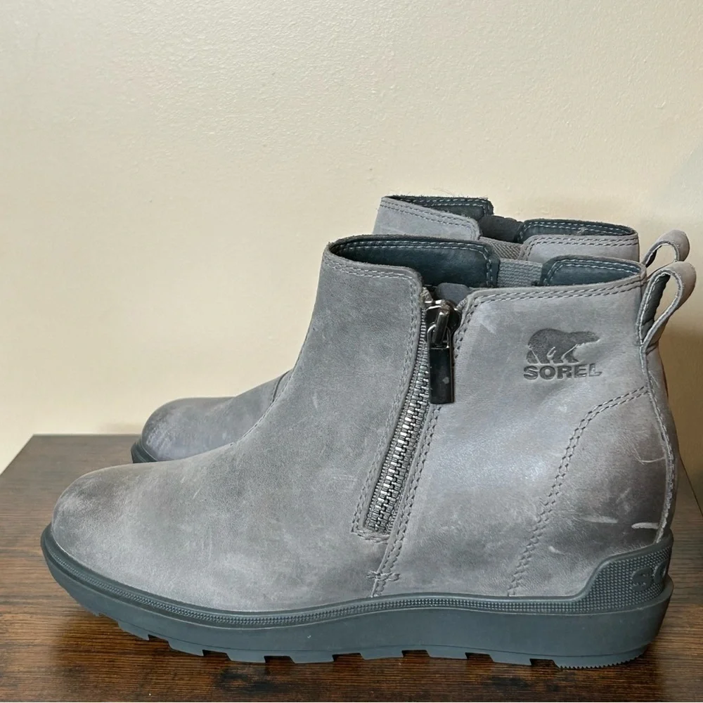 Sorel Women's Evie II Zip Wedge Booties Size 7 Quarry Grill - Picture 6 of 10
